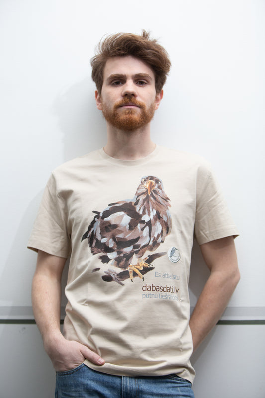 Cotton T-shirt “I Support Dabasdati.lv Bird Webcams” with White-tailed Eagle